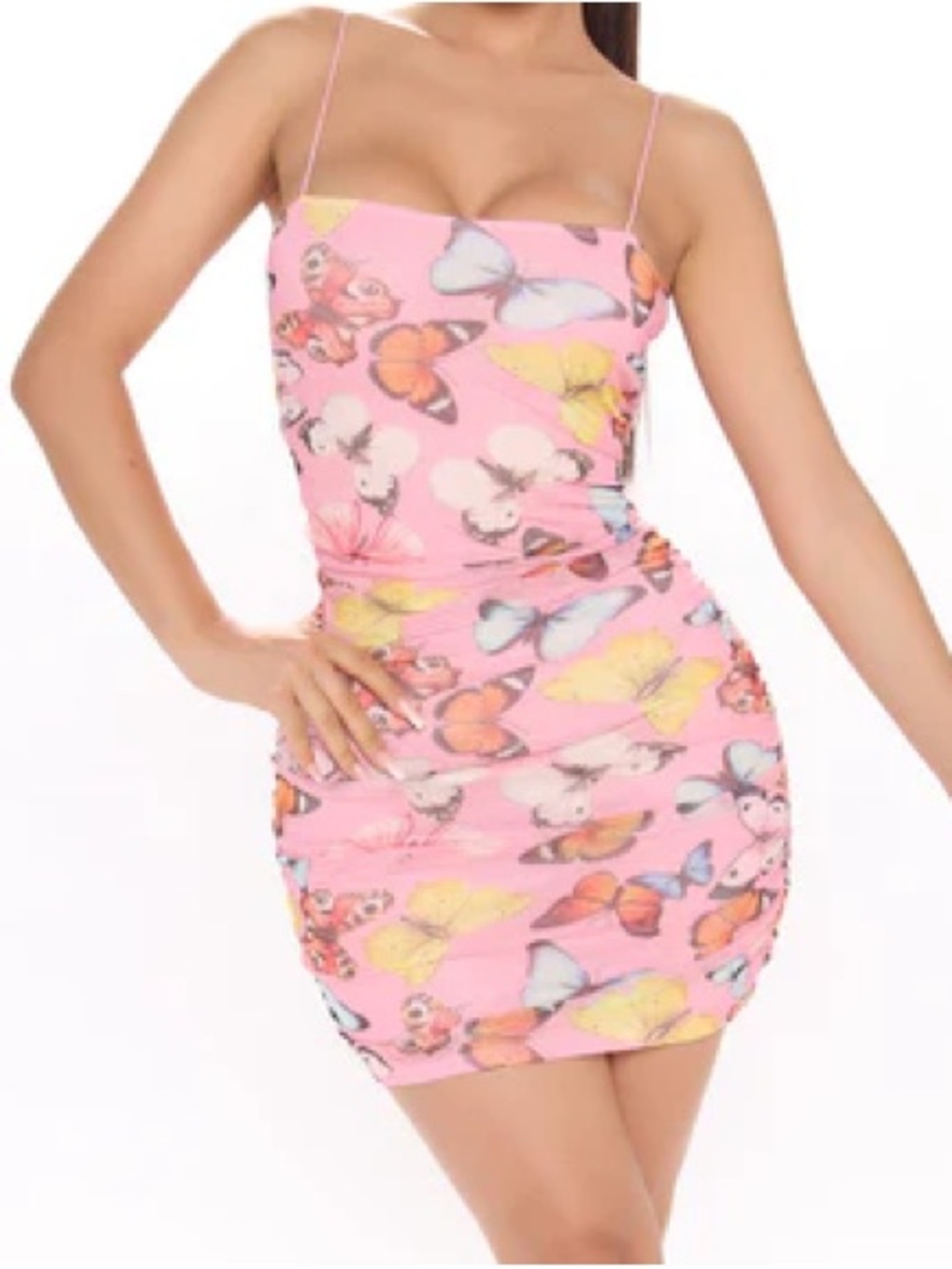 Fashion Nova Flutter You Away Butterfly Mini Dress - Pink/combo Size XS